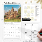 RED EMBER India 2026 Wall Calendar 12 Month | 12" x 24" Open | Thick & Sturdy Paper | Holiday Gift | Travel Calendar 2026
