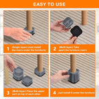 shouwuhho 4 Pack Furniture Risers Adjustable Bed Risers Heavy Duty Lifts Height 1", Square Stackable Bed Risers 1, 2 or 3 Inch for Desk Leg Table Couch Sofa Chair Bed Frame Legs Dorm, Gray