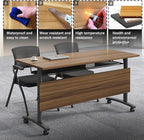 Modern Conference Table,Modular Flip-Top Seminar Meeting Table,Versatile Portable Conference Room Tables with Mobile Wheels,Folding Tables Mobile Training Tables for Classroom, and Offices（62.9in