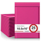 Fuxury Hot Pink Bubble Mailers 10.5x16 Inch 25 Pack, Self Seal Adhesive Waterproof Padded Envelopes, Cushioning Shipping Bags, Padded Mailers for Mailing, Packaging, Small Business Supplies, 5