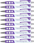 Personalized Ballpoint Pens With Custom Logo/ Text-350 Pack Bulk-for Businesses, Parties, & Events, Custom Printed, White Barrel with Matching Colored Clip and Grip, Click Pens, Black Ink, Purple