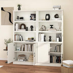 blini 5 Shelf Tall Bookcase with Doors White Bookshelf 31in Wide Display Standing Storage Shelf 72in Tall Wood Book Shelves for Bedroom Living Room Office Library