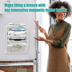 LQPAFZ 5-Tier Magnetic File Organizer, No Drilling Installation, White Magnetic Paper Holder, Magazine Rack for Refrigerator and File Cabinets