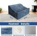 XYRONICA Under Desk Footrest, Multi-Functional Footrest with Portable Handle & Removable Washable Cover - Ergonomic Foot Stool Elevating and Supporting Feet and Legs for Chair and Sofa (Blue)