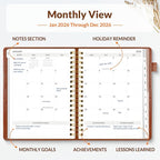 SUNEE 2026 Planner 5.9" x 8.3" – Dated Productivity Planner for Time Management - Daily,Weekly & Monthly Planner to Achieve Goals - Planner 2026 dated from January 2026 – December 2026,Brown