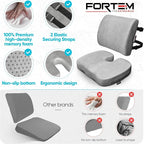 FORTEM Seat Cushion, Office Chair Cushion, Lumbar Support Pillow for Office Chair, Memory Foam Sciatica Coccyx Tailbone Pressure Pain Relief, Car Sitting Pad, Washable Non Slip, XL