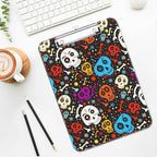 Luminzo Plastic Cute Clipboard Low-Profile Metal Clip, A4 Letter Size 9 x 12.5 in, 8.5 x 11 Paper Clip Board for Teachers, Nurses, Classroom,Cute Skulls