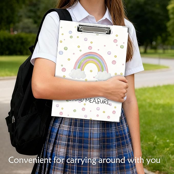 FTKBGHY Rainbow Christian Clipboard with Storage, You are Loved Beyond Measure Religious Metal Clipboard for Kids Nurses Teachers Students School Office Desk Accessories, 12.4x9.25 Inch