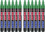 Craiiby Green Paint Pens Paint Markers - 12 Pack Permanent Quick Dry Waterproof Marker Pens for Rocks Wood Fabric Plastic Canvas Glass Mugs Metal Tire Stone
