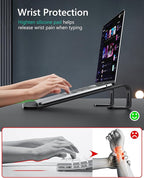 JCZT Aluminum Laptop Stand, Notebook Stand with Wrist Rest, Ergonomic Detachable Laptop Mount, Computer Stand Compatible with 10-17'' All Laptops Such as MacBook Air Pro/HP/Dell/Lenovo, Black