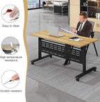 Conference Table,55.1''Folding Conference Room Table for 4-12 People,Mobile Flip Top MeetingTraining Table with Different Coulor and Styles for Offices, Classrooms,Meeting Room (6, 61''E)