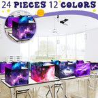 SATINIOR 24 Pcs Desk Dividers for Students, 12 Colors Testing Dividers Privacy Folders for Classroom Must Have Bulk, Study Panel for School Teacher Student Study Supplies(Galaxy Style)