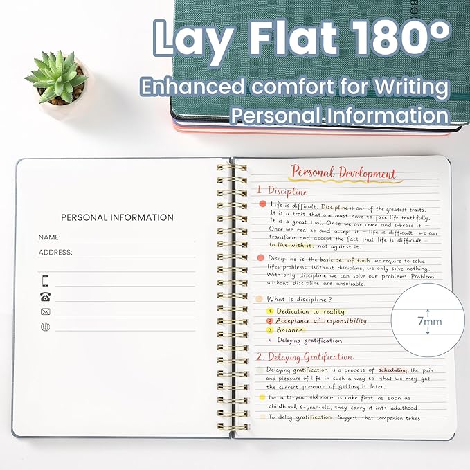 Oneirom Spiral Notebook - 8.5 x 10.98 Inch Large Hard Cover Notebook with Elastic Band & Pocket, 252 Pages, Lay Flat Wirebound Journal for Work, School, Planning & Note Taking ReefBlue