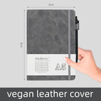 OnMove Notebooks Journal for Women Men 12 Pack Bulk Leather Hardcover with Pen Holder A5 160 Pages 100 GSM Thick Paper for Work School Lined Gray