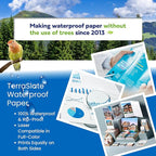 TerraSlate Waterproof Paper - Hydronote 54lb Multipurpose Copy Paper 8.5” x 11”, Bulk White Paper, Inkjet Printer and Laser Printer Paper Compatible - Weather/Rain Proof, Durable (1000 Sheets)
