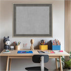 Amanti Art Grey Framed Magnetic Board 25x29 Medium Vision Board for use with Magnets, 100% Metal Sheet to Display Items as Office Decor or for Home Organization in mudroom, Kitchen or Kids Room
