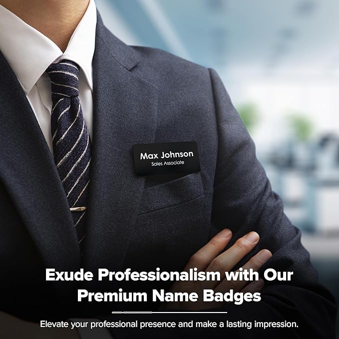 Custom Engraved Name Tags, Magnetic Black and White Name Tags, Personalized Name Tags, 1.5x3 Inches, Durable Engravable Impact Material, Made in The USA by My Sign Center