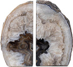 Nature's Decorations A Quality Black Agate Geode Bookends - Heavy Duty with Non-Skid Rubber Bumpers for Shelves, Office, Home Decor - Cool Crystal Stone (1 Pair 4-6 LB)