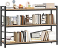3 Tier Bookcase 47.24" Width, Long Industrial Book Shelf, Vintage Wooden Large Book Shelf for Home Living Room Bedroom Office Storage(Light Coffee)