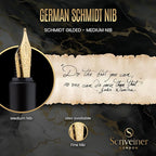 Scriveiner Luxury EDC Fountain Pen (Medium), Stunning Luxury Black Pocket Pen, Real Gold Plating, Schmidt Gilded Nib, Converter, Best Writing Gift Set for Men & Women, Nice Fancy Office Designer Pen
