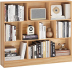 LEYAOYAO 10 Cube Bookshelf with Base,3 Tier Mid-Century Modern Grey Bookcase,Standing Wide Bookshelves Storage Organizer Shelf,Rustic Wood Display Cabinet Book Shelves for Bedroom,Living Room,Office