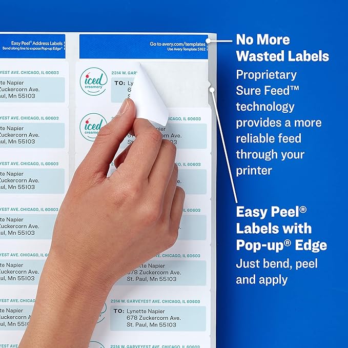 Avery Address Labels for Laser & Inkjet Printers, 300 Labels Per Pack, 3 Packs, 900 Total (18160)