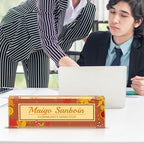 Personalized Name Plate for Desk Custom Acrylic Desk Name Plate Custom Employee Appreciation Gifts Office Gifts for Women, Men, Boss, Coworkers, Teacher, Nurse (Autumn)