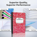 Rosmonde 5 Pack Composition Notebooks College Ruled, 200 No Bleed Pages (100 Sheets) 9-3/4x7-1/2 Notebooks for Work, Back to School Supplies for College Students, Notebooks for Women, Colors May Repeat