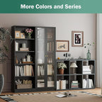 IRONMIX Metal Cube Storage Organizer, Short Bookshelf with Storage, 2 Tier Black Bookshelf, Modern Horizontal Cube Shelf, Short Display Cabinet Bookcase for Home Office Library (Black, 1037-2 Set)