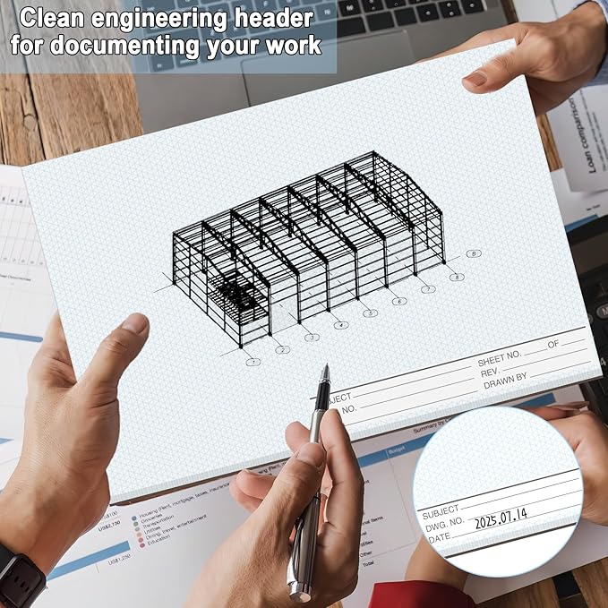 1 Pack 50 Sheets 22" x 17" Isometric Graph Paper Pad Landscape for 3D Designs Architecture Landscaping Engineering Drafting