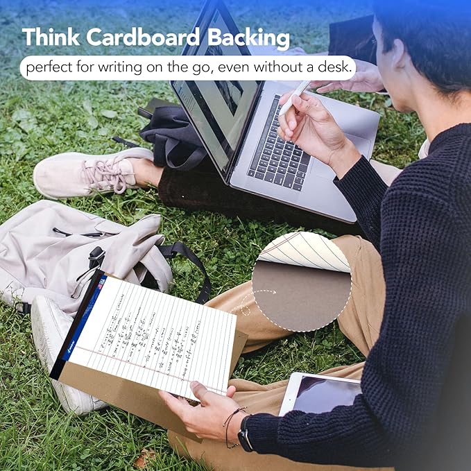 WritePads Legal note pads 8.5"x11" Legal Pads,Wide Ruled,White Paper,12 Pack,50 Sheets Per Writing Pad,Micro perforated Writing Pad,BL-MWT50W-12PAD