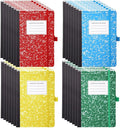 Laumoi 28 Pack PU Leather Lined Notebook Journal Bulk A5 Hardcover Notebook College Ruled 5.5 x 8.2 Inch Journal with Pen Holder for School Business Work Writing (Red, Green, Blue, Yellow,Marble)