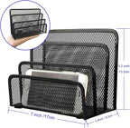 Anumit Desk Mail Organizer, File Holder Letter Sorter with 3 Vertical Upright Metal Mesh Compartments Document, Filing, Folders, Mail, Paper Organizer for Home or Office Desktop (1PCS)