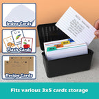 Olivo Index Card Holder Box 3x5 Flash Note Card Holder Storage File Box Organizer Case for 3"x5" Cards, Black 2 Pack