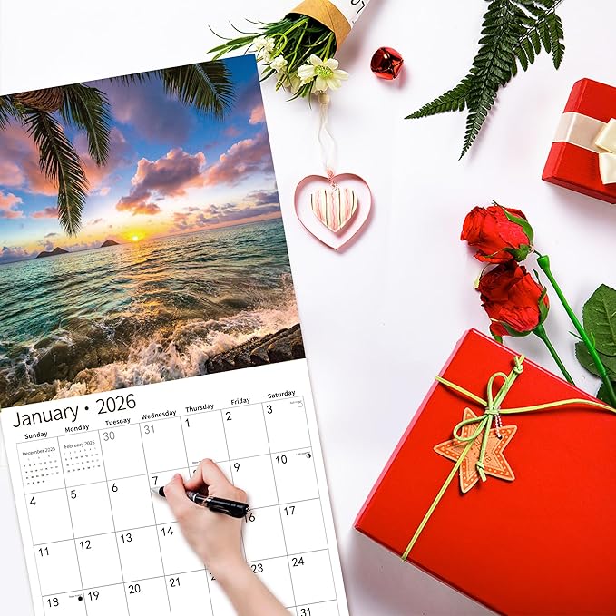 2026 Wall Calendar,Calendar 2026, November 2025 - December 2026, Wall Calendar Island Serenity, 12" x 24" Opened,Full Page Months Thick & Sturdy Paper for Gift Perfect Calendar Organizing & Planning
