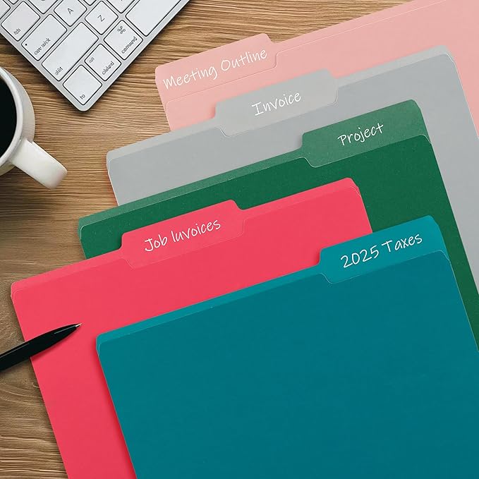 Color File Folders, 1/3-Cut Tabs, Letter Size, Assorted Colors Organizer File Folders for School Home Office Business (60, Assorted Colors)