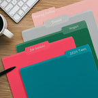 Color File Folders, 1/3-Cut Tabs, Letter Size, Assorted Colors Organizer File Folders for School Home Office Business (18, Assorted Colors)