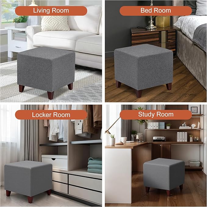 Edeco Ottoman with Square Cube Design, 16 Inch Footstools and Ottomans Small, Large Load Capacity, Square Foot Rest Ottoman for Living Room