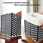 Fozxsvg Black Woven Wicker 3.5 Gallon Fabric Trash Can, Storage Baskets, Waterproof Cute Waste Basket, Decorative Trash Bin for Bedroom, Office, Living Room, Kitchen
