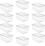 Vtopmart 12 Pack Clear Stackable Storage Bins with Lids, Large Plastic Containers with Handle for Pantry Organizer and Storage,Perfect for Bathroom,Cabinet,Kitchen,Fridge,Closet Organization