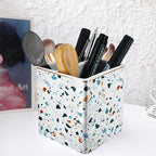 LEAZUL Pen Pencil Holder, Makeup Brush Holder,Ceramic Remote Control Holders Organizer with 2 Compartment Terrazzo Multi-functional Office Organizers Storage Caddy Desk Tv Remote Holders Light Blue