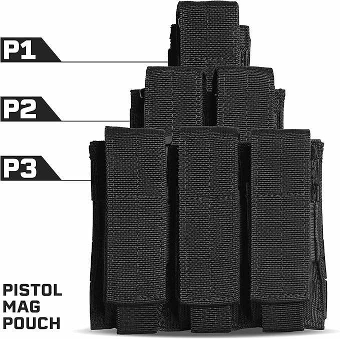 Tacticon P1 P2 P3 BattlePouch | Universal Pistol Mag Pouch | Combat Veteran Owned Company | Molle Single Double Triple Pistol Magazine Holster for Ammo | Tactical Bag Accessories Holder