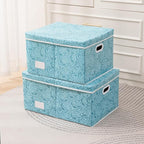 PRANDOM Jumbo Collapsible Storage Cubes with Lids Fabric Decorative Storage Bins Boxes Organizer Baskets with Cover Handles for Bedroom Closet Living Room 23.2x15.7x11.8 Inch 3 Pack