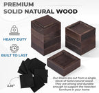Bed Risers, Furniture Risers (Set of 8-Height 1") Can be Adjusted to 2'' 3''or 4'', Lifts Furniture Risers, Solid Natural Wood Risers, Non-Slip Recessed Hole (Square-Walnut Color)