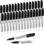 Volcanics Black Dry Erase Markers Low Odor Fine Whiteboard Markers Thin Box of 30