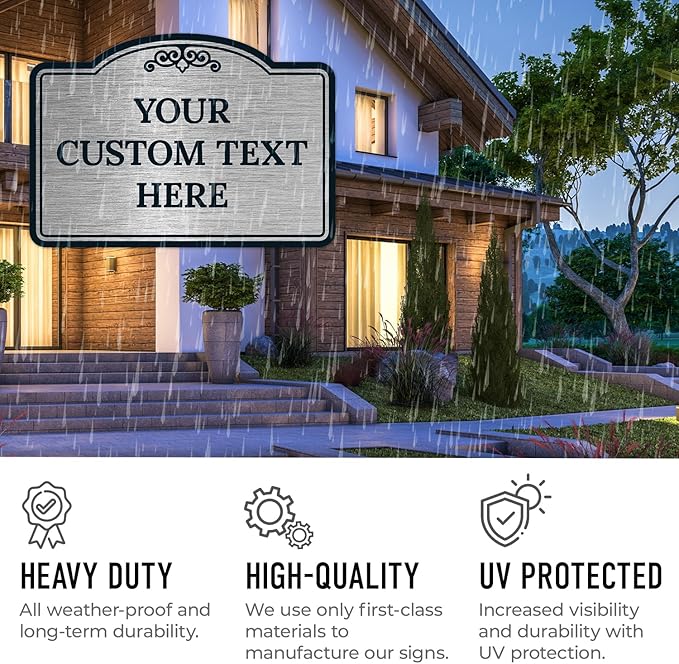 Custom Decorative Sign, Personalized Metal Sign for Business, Driveway, Home, Airbnb, Office Door Plaque, Brushed Nickel Sign, 18x24 Inches, ACM, Fade Resistant, Made in USA by Sigo Signs