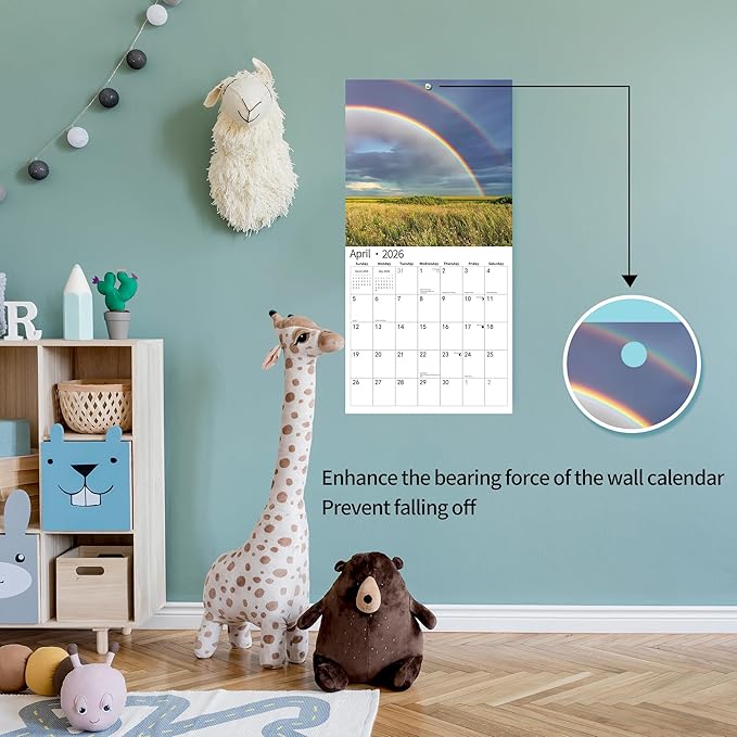 2026 Wall Calendar,Calendar 2026, November 2025 - December 2026, Wall Calendar Rainbow, 12" x 24" Opened,Full Page Months Thick & Sturdy Paper for Calendar Organizing & Planning