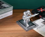HDMbigmi Knight Pen Holder Pen Stand Desk Organizers and Accessories Resin Pencil Holder as Gift with a Fancy Pen for Office and Home Desk Organizer (Silver)