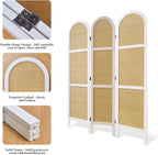 Svimi Room Dividers and Folding Privacy Screens, Pine Wood 5.6 Ft Double Hinged Rattan Partition Freestanding Wall Room Divider for Home - 3 Panels (White)