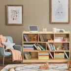 Bateso Toy Storage Organizer for Kids Room, Wooden Kids Bookshelf for Classroom, Cube Storage Organizer for Playroom, 8-Section Montessori Bookshelf & Toy Shelf for Nursery
